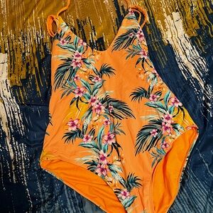 Ambrielle Orange Tropical Swimsuit